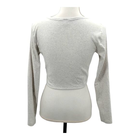 Aritzia Sunday Best Apple Cardigan Sweater Cropped Light Gray 78841 Size Medium - Picture 4 of 6